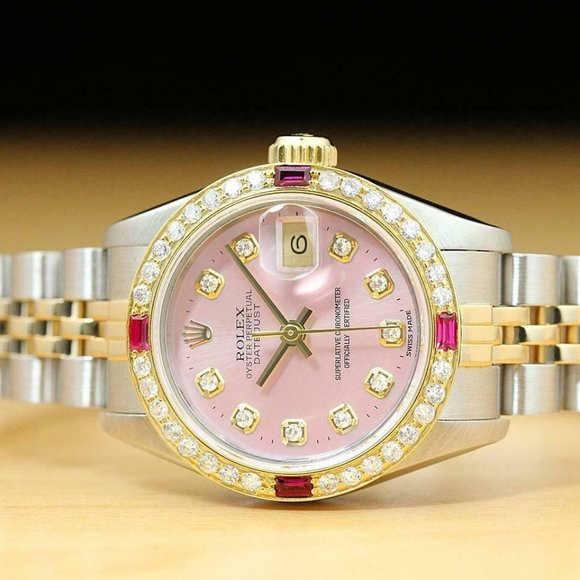 Sale! Rolex Ruby Diamond Gold Date Ladies Watch - Picture 2 of 8